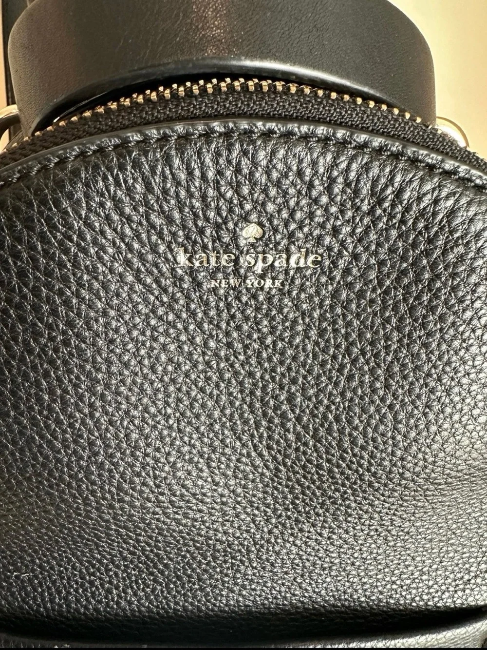 kate spade Black Pebbled Leather Mini Backpack with Gold Hardware